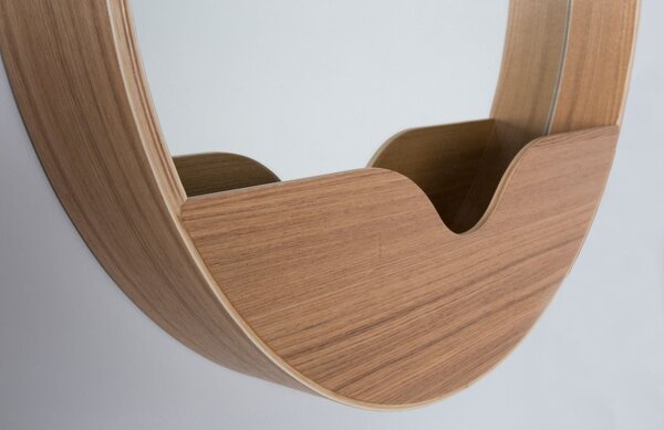Dřevěné závěsné zrcadlo ZUIVER ROUND WALL 60 cm