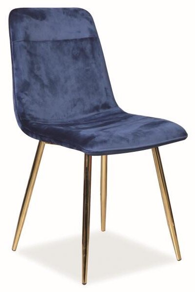 Židle Eros Velvet, modrá sametová/zlatá