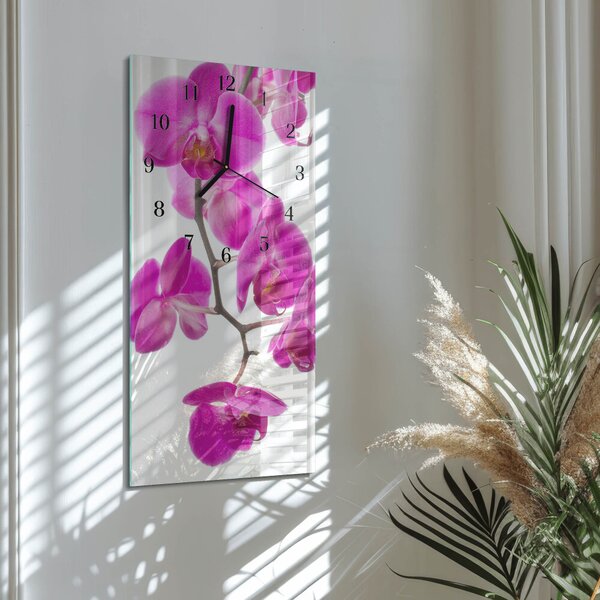 Skleněné hodiny vertikální Orchideje zsppc-30x60-00172446