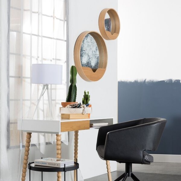 Dřevěné závěsné zrcadlo ZUIVER ROUND WALL 60 cm