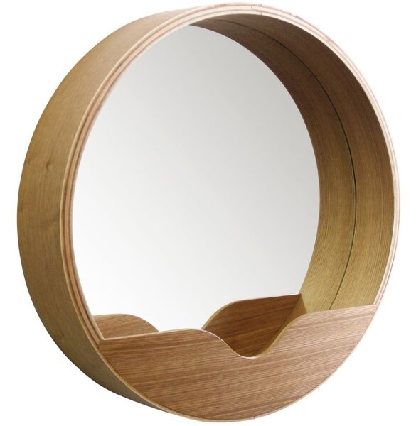 Dřevěné závěsné zrcadlo ZUIVER ROUND WALL 60 cm