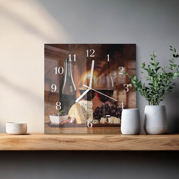 Skleněné hodiny Víno zskb-30x30-00059216