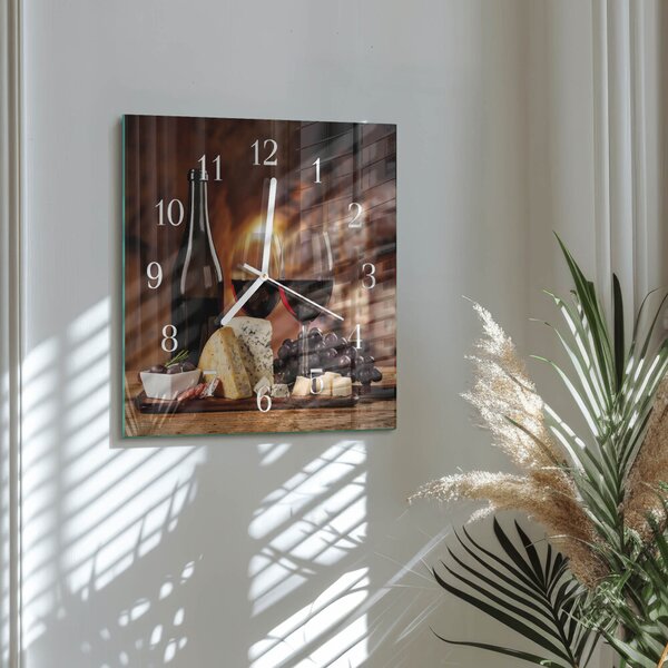 Skleněné hodiny Víno zskb-30x30-00059216