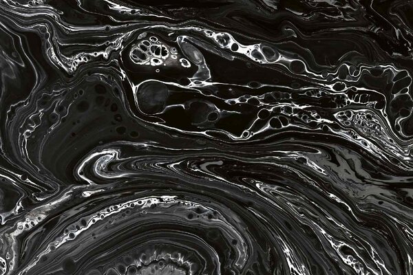 DIMEX | Vliesová fototapeta Abstraktní textura černého mramoru MS-5-2467 | 375 x 250 cm | bílá, černá