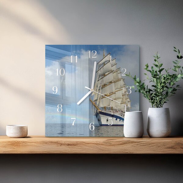 Skleněné hodiny Loď zskb-30x30-00090820
