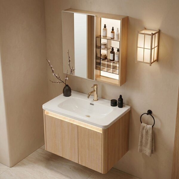 Sada koupelnového nábytku s umyvadlem Sora DE07-70 Oak 70CM