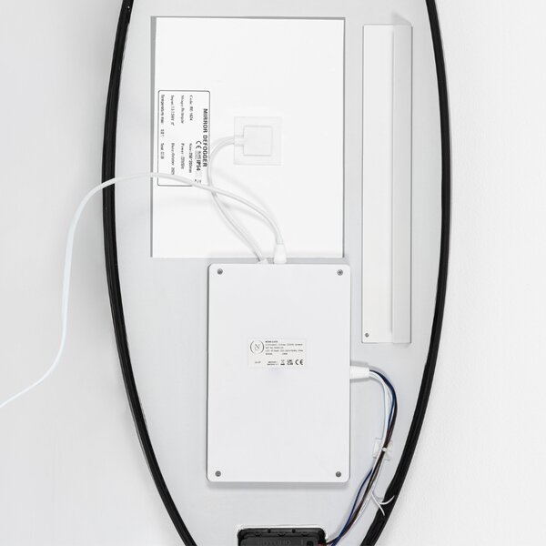 Nova Luce Černé závěsné zrcadlo s LED osvětlením Rilo 90 x 36 cm