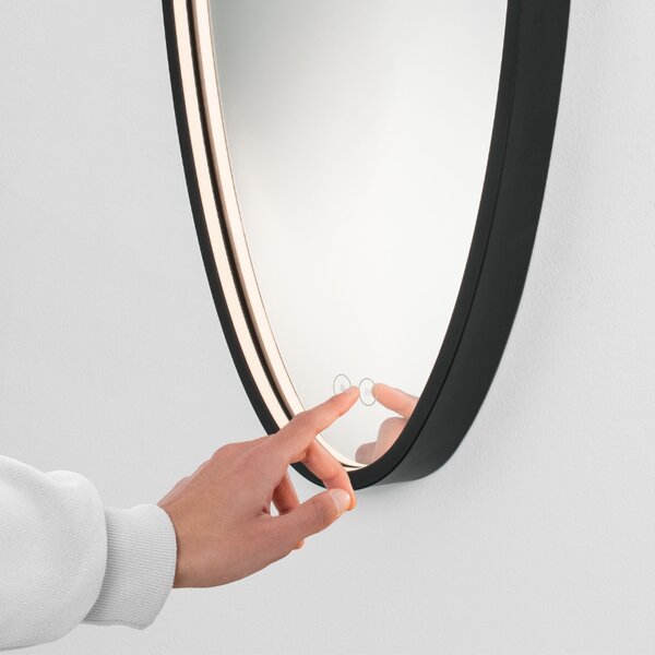 Nova Luce Černé závěsné zrcadlo s LED osvětlením Rilo 90 x 36 cm