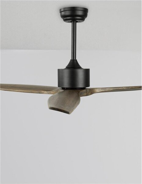 Nova Luce Stropní ventilátor VENTO tělo z oceli černá a dřevěné listy