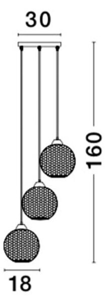 Nova Luce Závěsné svítidlo VIENTI tmavě šedé sklo, 30cm, E27 3x12W