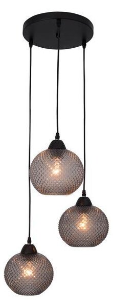 Nova Luce Závěsné svítidlo VIENTI tmavě šedé sklo, 30cm, E27 3x12W