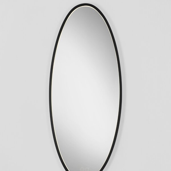 Nova Luce Černé závěsné zrcadlo s LED osvětlením Rilo 90 x 36 cm