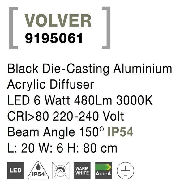 Nova Luce Venkovní sloupkové svítidlo VOLVER, LED 7W 3000K 150st. IP54
