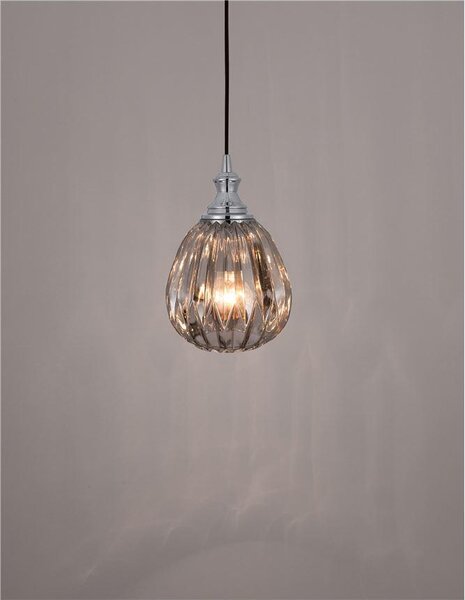 Nova Luce Závěsné svítidlo ZARLEY chromovaný kov kouřové šedé sklo E27 1x12W