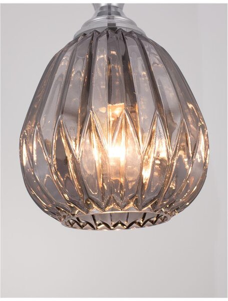 Nova Luce Závěsné svítidlo ZARLEY chromovaný kov kouřové šedé sklo E27 1x12W