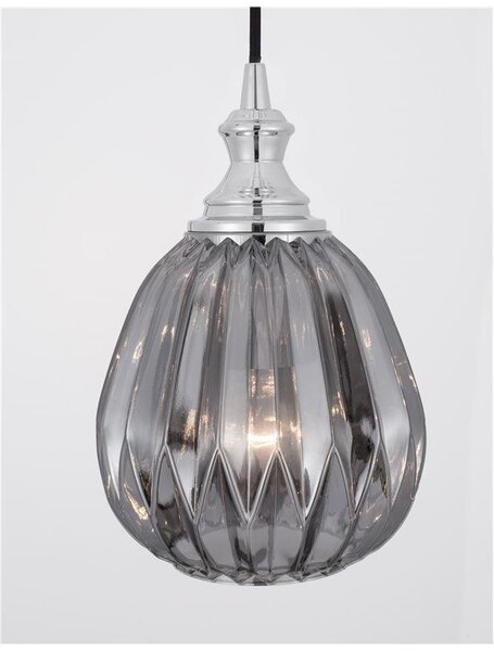 Nova Luce Závěsné svítidlo ZARLEY chromovaný kov kouřové šedé sklo E27 1x12W