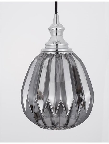 Nova Luce Závěsné svítidlo ZARLEY chromovaný kov kouřové šedé sklo E27 1x12W