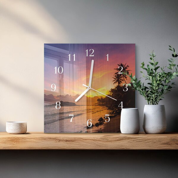 Skleněné hodiny Západ slunce zskb-30x30-00086534