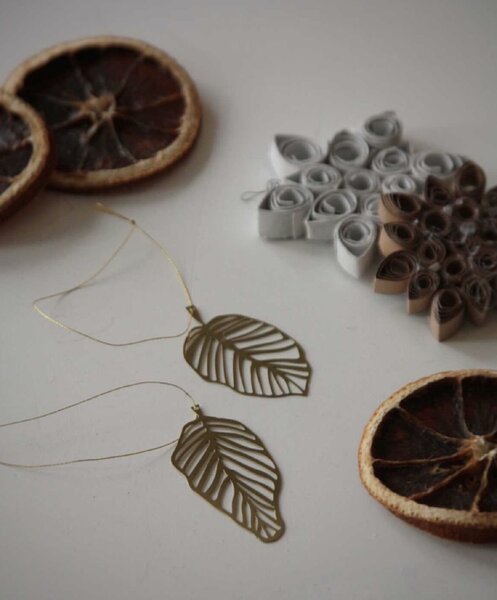 COOEE Design Sada zlatých ozdob Leaf Brass - 4 ks CED310