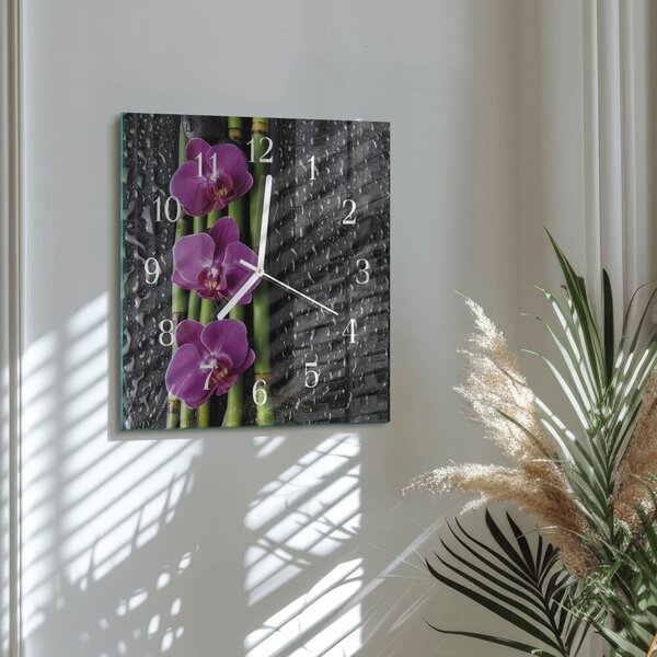 Skleněné hodiny Orchidej zskb-30x30-00085479
