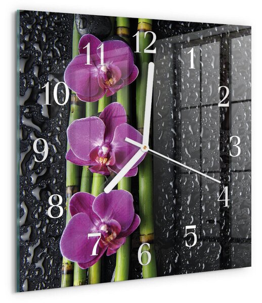 Skleněné hodiny Orchidej zskb-30x30-00085479