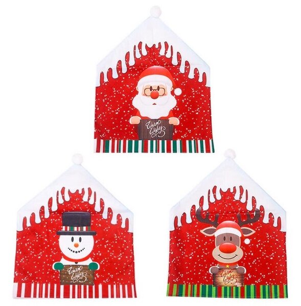Vánoční návlek na židle - Santa, sobík a sněhulák - sada 3 kusů