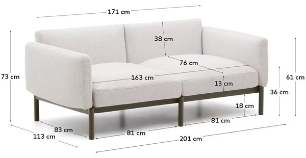 Kave Home Zahradní pohovka Sorells 201 cm se šedou podnoží