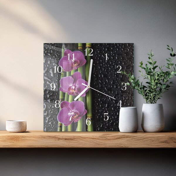 Skleněné hodiny Orchidej zskb-30x30-00085479