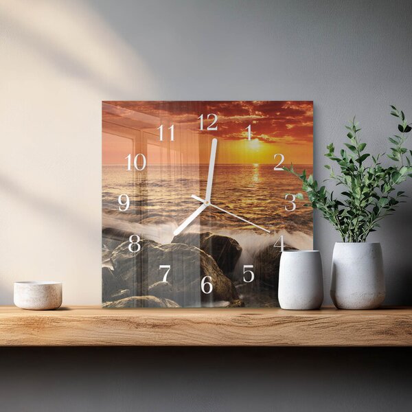 Skleněné hodiny Západ slunce zskb-30x30-00083314