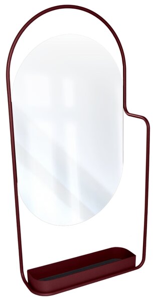 Fermob Třešňově červené kovové závěsné zrcadlo Itac 80 x 38 cm