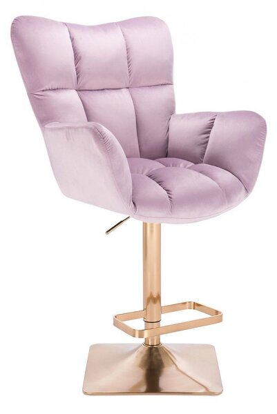 LuxuryForm DESIGN Barové křeslo AURORA VELUR na zlaté hranaté podstavě - levandule