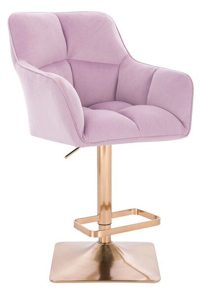 LuxuryForm Barová židle AMALFI VELUR na zlaté hranaté podstavě - levandule