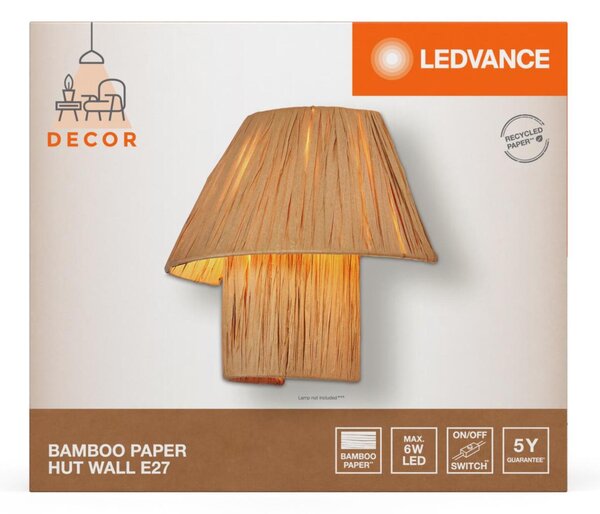 LEDVANCE nástěnné svítidlo Bamboo Paper Hut 1xE27 hnědé 4058075840621