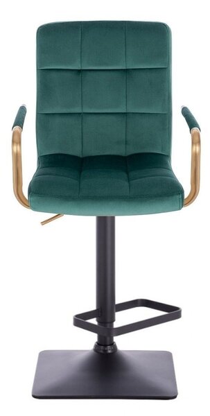 LuxuryForm DESIGN Barová židle VERONA GOLD VELUR na černé hranaté podstavě - zelená