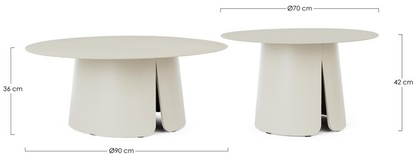 -25 % Dny MOMENTI– Bizzotto Krémový set dvou zahradních stolků Bryan 70/90 cm