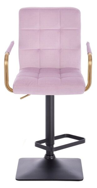 LuxuryForm DESIGN Barová židle VERONA GOLD VELUR na černé hranaté podstavě - levandule