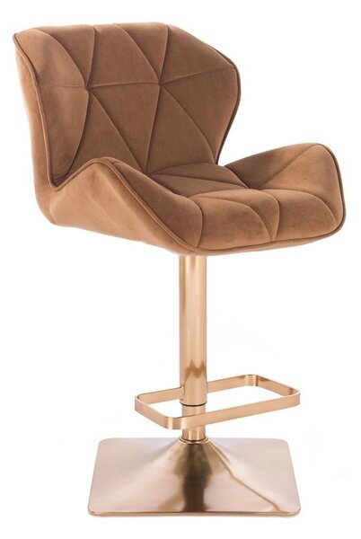 LuxuryForm DESIGN Barová židle MILANO VELUR na zlaté hranaté podstavě - medová