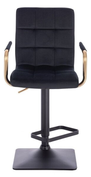 LuxuryForm DESIGN Barová židle VERONA GOLD VELUR na černé hranaté podstavě - černá