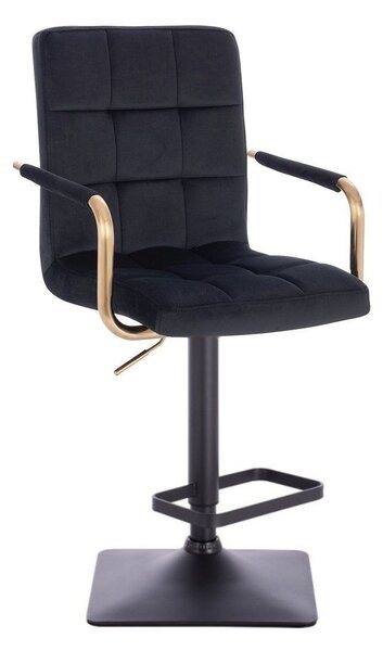 LuxuryForm Barová židle VERONA GOLD VELUR na černé hranaté základně - černá