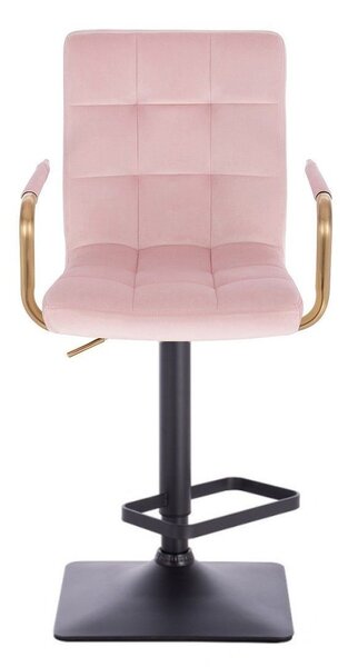 LuxuryForm DESIGN Barová židle VERONA GOLD VELUR na černé hranaté podstavě - růžová