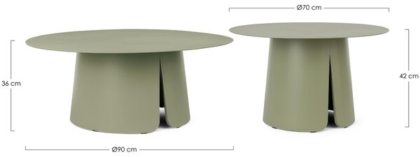Bizzotto Zelený set dvou zahradních stolků Bryan 70/90 cm