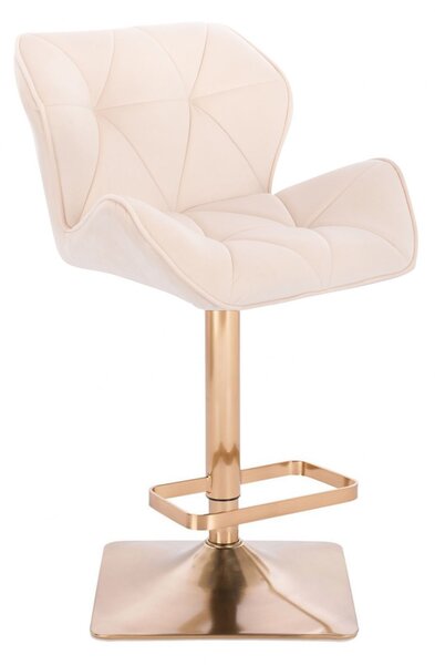 LuxuryForm DESIGN Barová židle MILANO VELUR na zlaté hranaté podstavě - krémová