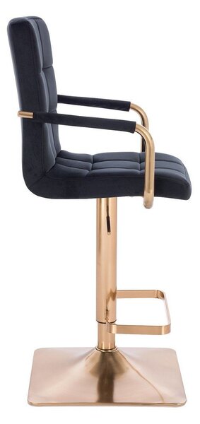 LuxuryForm DESIGN Barová židle VERONA GOLD VELUR na zlaté hranaté podstavě - černá