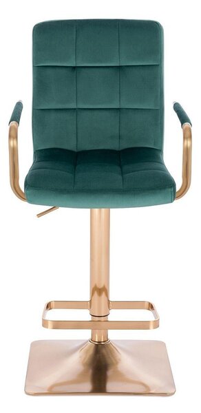 LuxuryForm DESIGN Barová židle VERONA GOLD VELUR na zlaté hranaté podstavě - zelená
