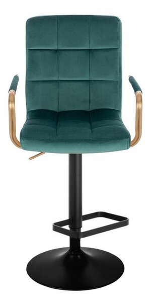 LuxuryForm DESIGN Barová židle VERONA GOLD VELUR na černé kulaté podstavě - zelená