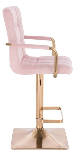 LuxuryForm DESIGN Barová židle VERONA GOLD VELUR na zlaté hranaté podstavě - růžová