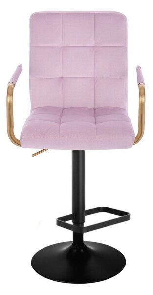 LuxuryForm DESIGN Barová židle VERONA GOLD VELUR na černé kulaté podstavě - levandule