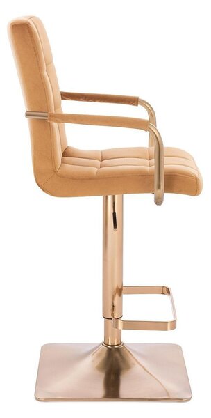 LuxuryForm DESIGN Barová židle VERONA GOLD VELUR na zlaté hranaté podstavě - medová