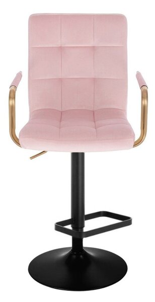 LuxuryForm DESIGN Barová židle VERONA GOLD VELUR na černé kulaté podstavě - růžová
