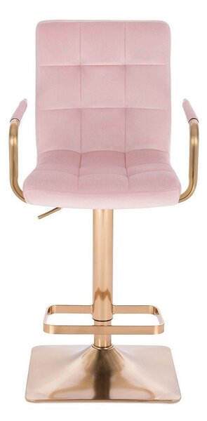 LuxuryForm DESIGN Barová židle VERONA GOLD VELUR na zlaté hranaté podstavě - růžová